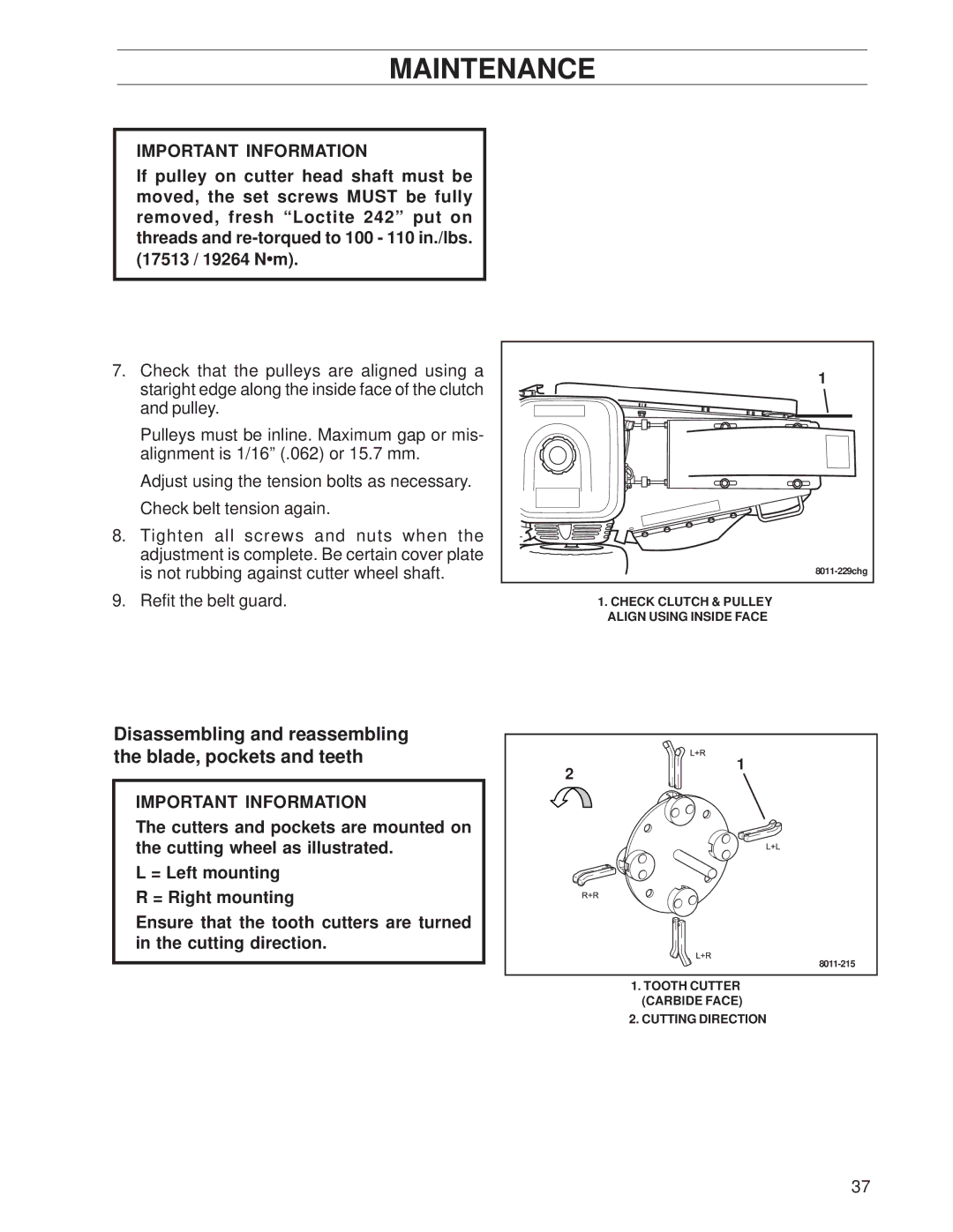 Husqvarna SG13/968999353, SG13A, SG13 manual Disassembling and reassembling the blade, pockets and teeth 