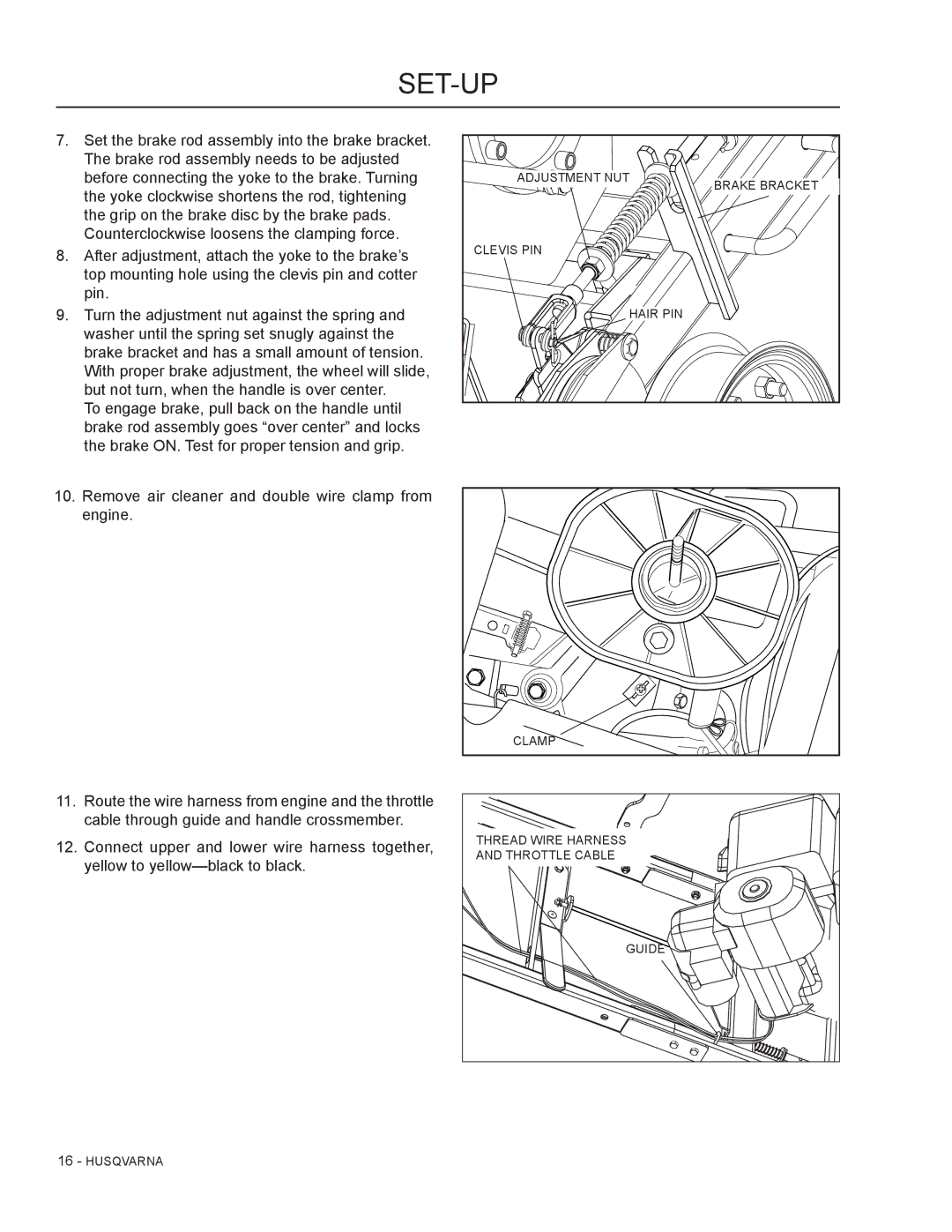 Husqvarna SG13B manual Remove air cleaner and double wire clamp from engine 