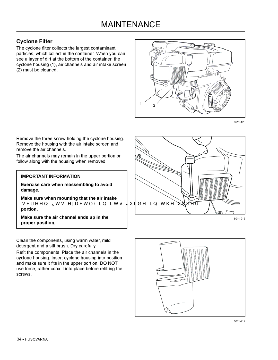 Husqvarna SG13B manual Cyclone Filter 