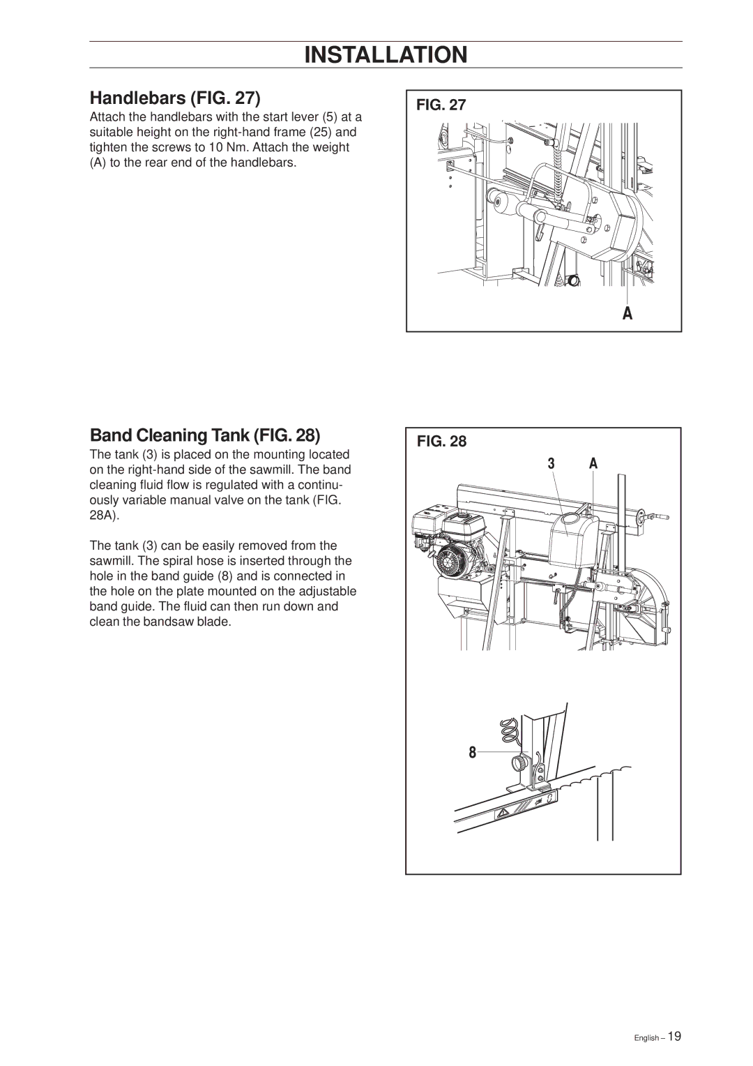 Husqvarna SMB 70, SMB 70 E manual Handlebars FIG, Band Cleaning Tank FIG 