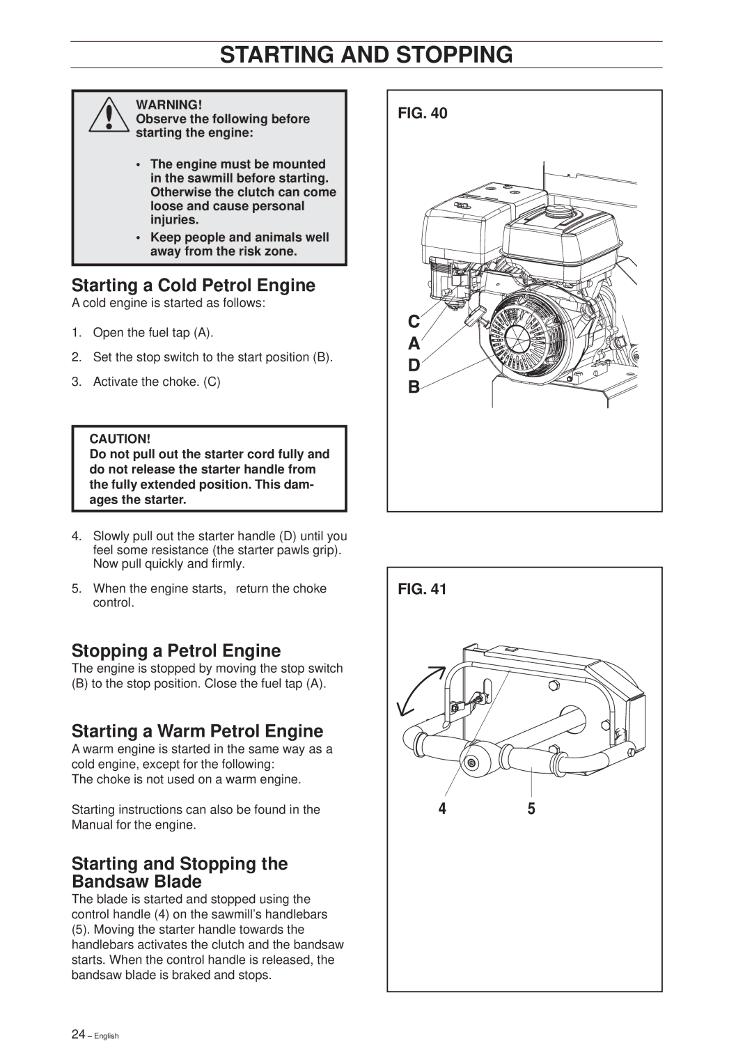 Husqvarna SMB 70, SMB 70 E manual Starting and Stopping, Starting a Cold Petrol Engine, Stopping a Petrol Engine 