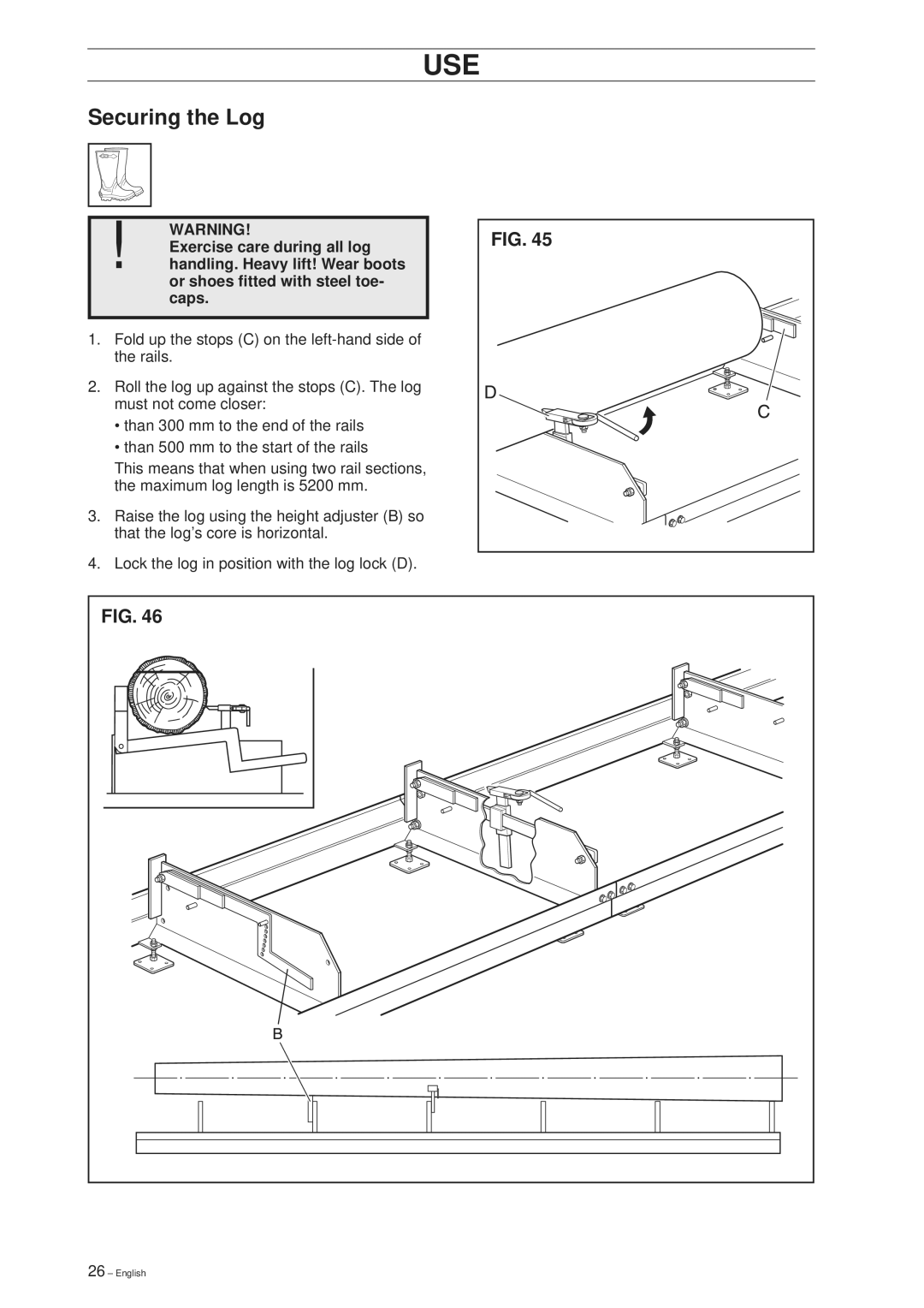 Husqvarna SMB 70, SMB 70 E manual Use, Securing the Log 