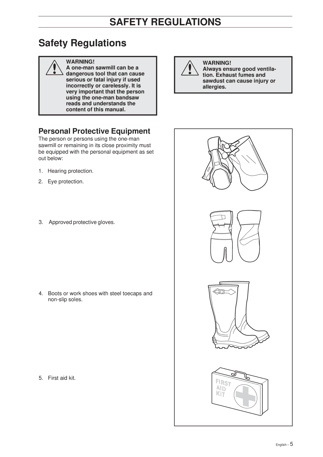 Husqvarna SMB 70, SMB 70 E manual Safety Regulations, Personal Protective Equipment 