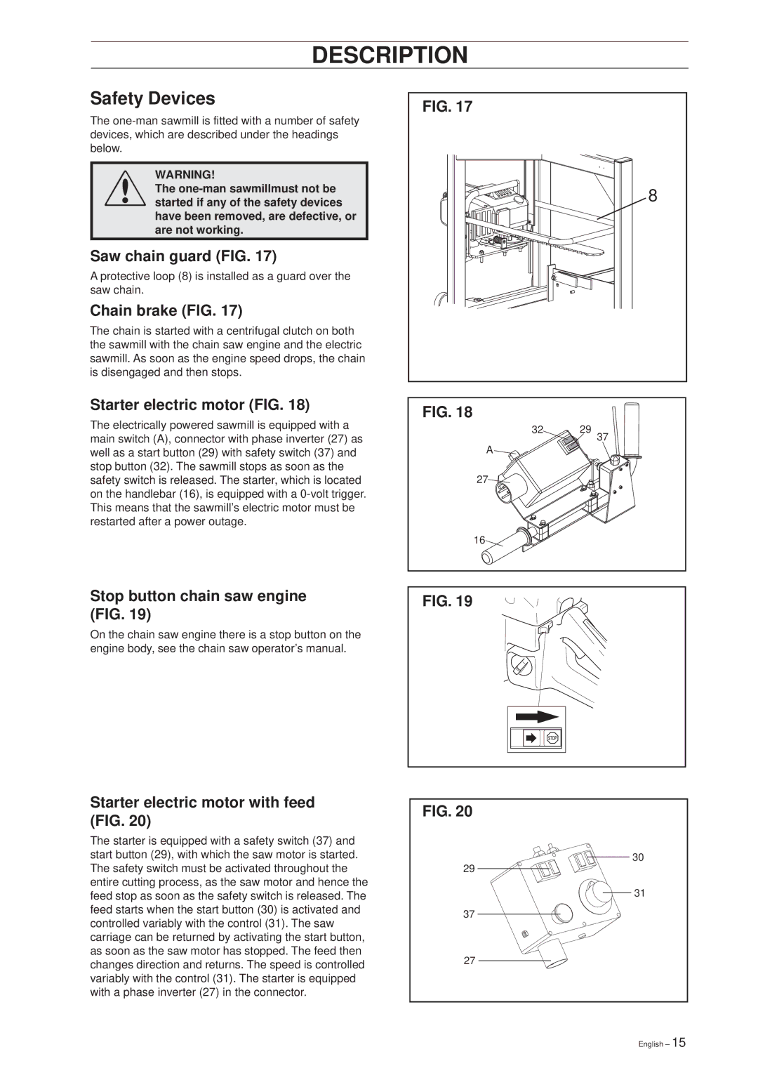 Husqvarna SMC 50 EF manual Safety Devices 