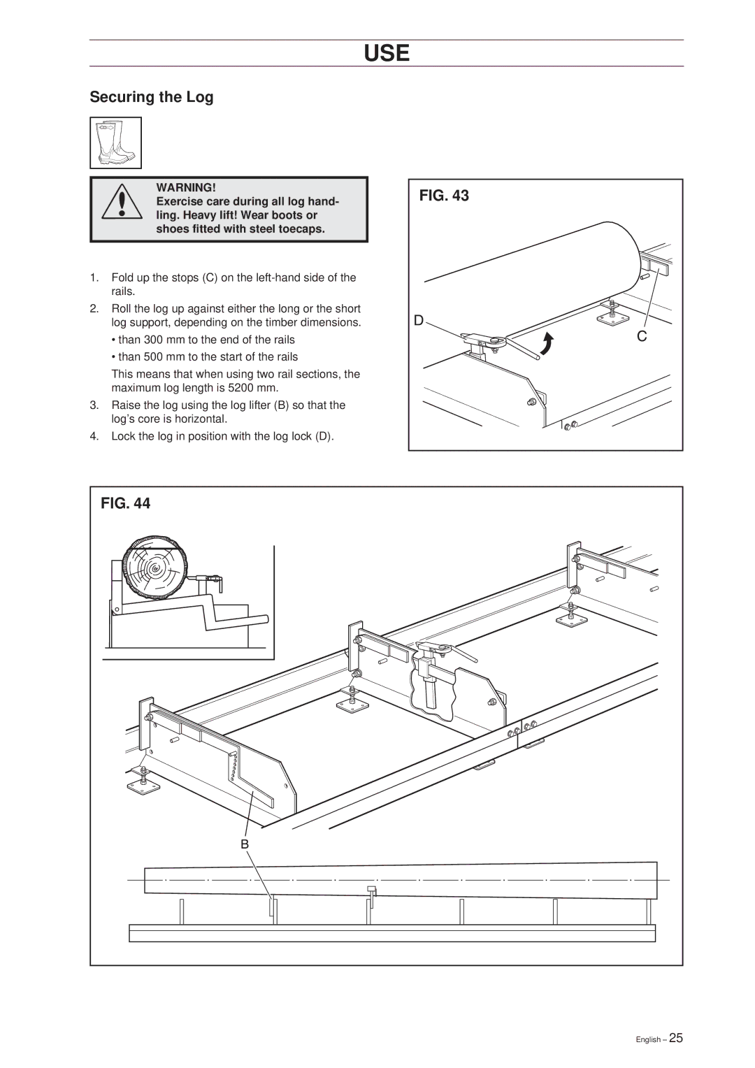 Husqvarna SMC 50 EF manual Use, Securing the Log 