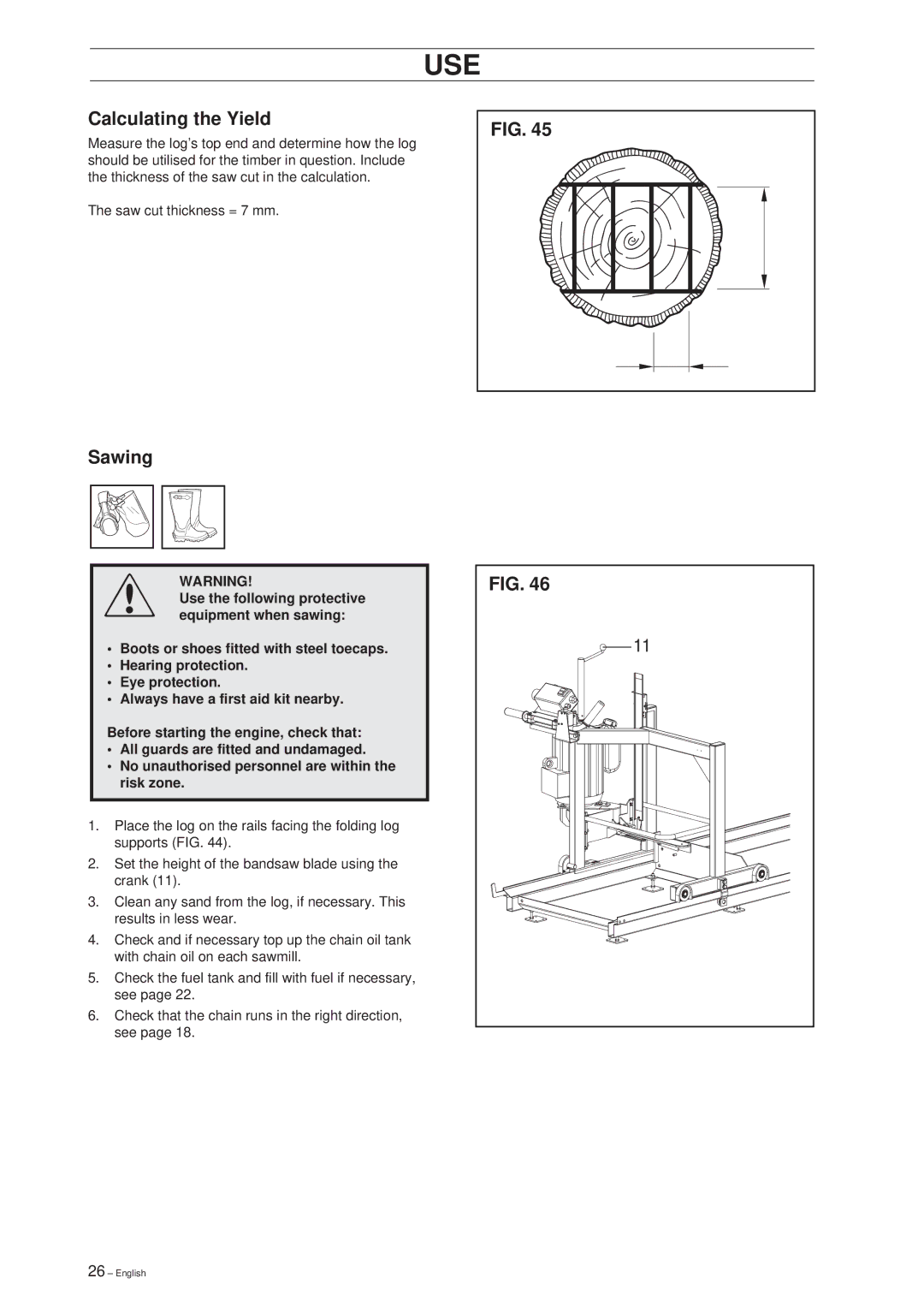 Husqvarna SMC 50 EF manual Calculating the Yield, Sawing 