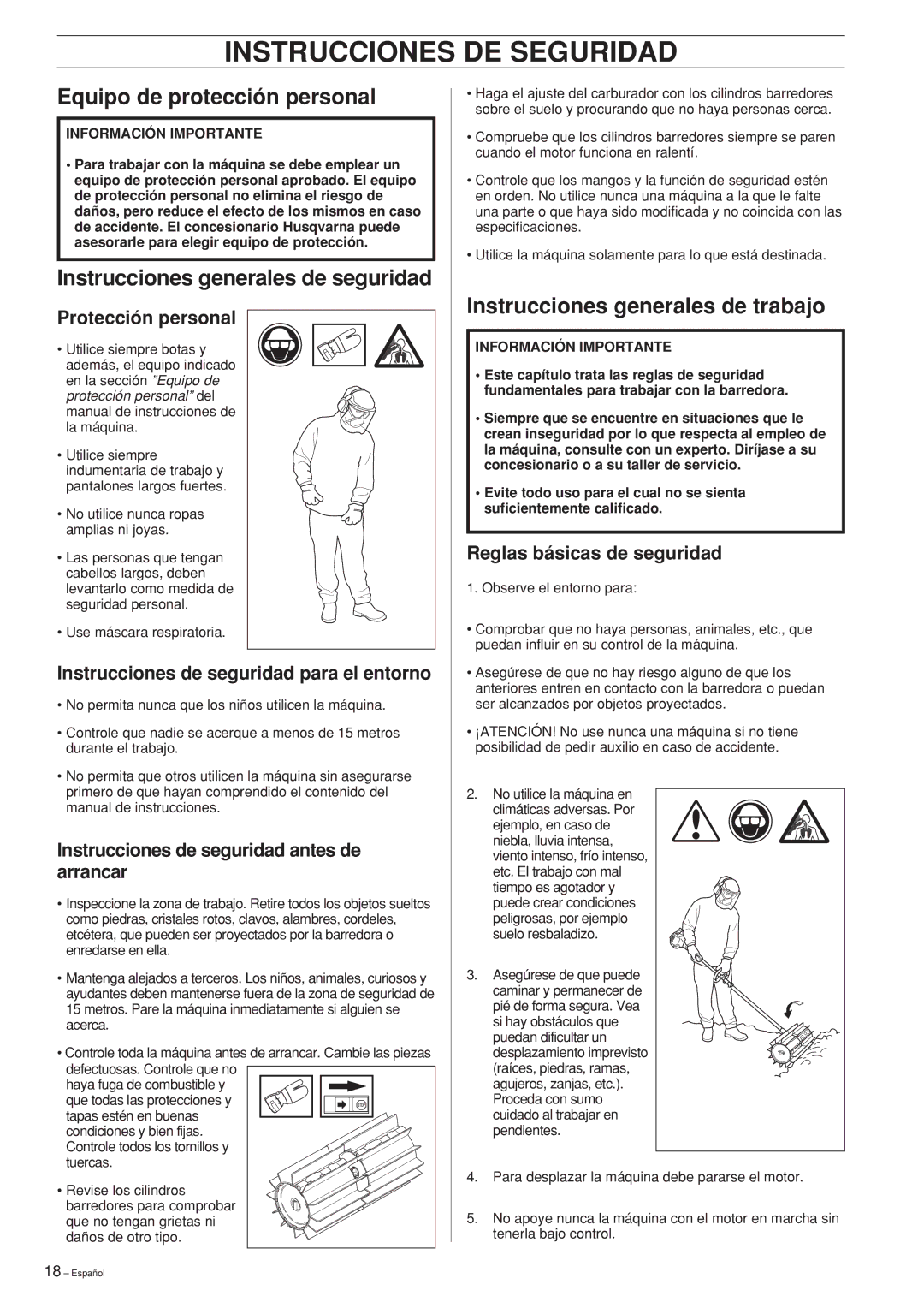 Husqvarna SR600 Instrucciones DE Seguridad, Equipo de protección personal, Instrucciones generales de seguridad 