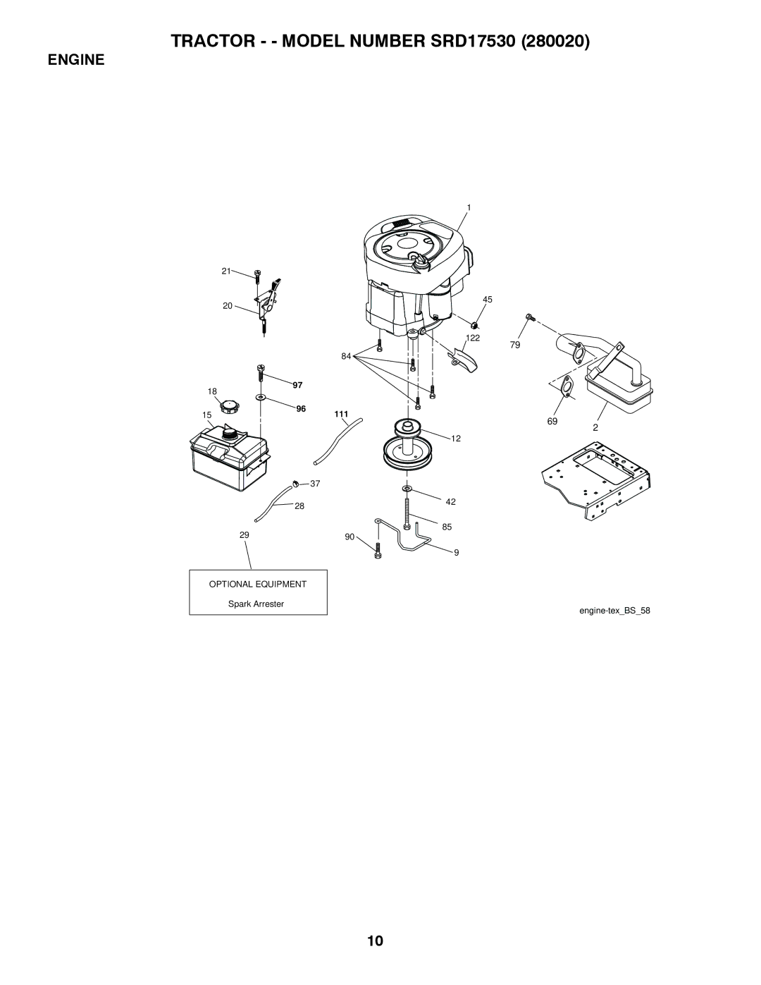 Husqvarna SRD17530 (280020) manual Engine 