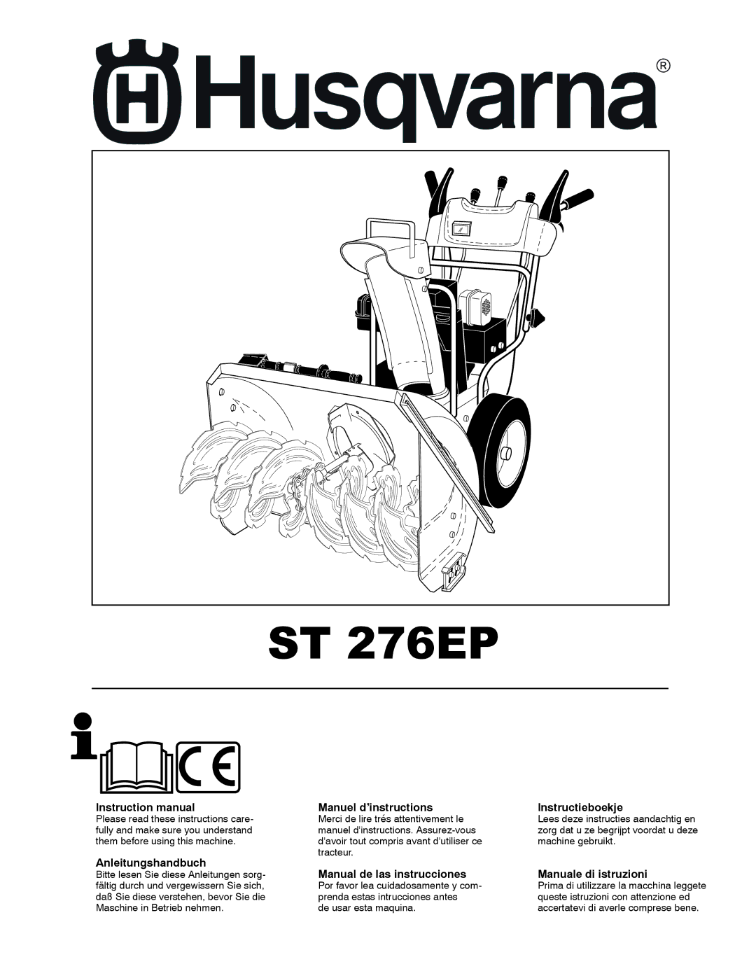 Husqvarna ST 276EP instruction manual 