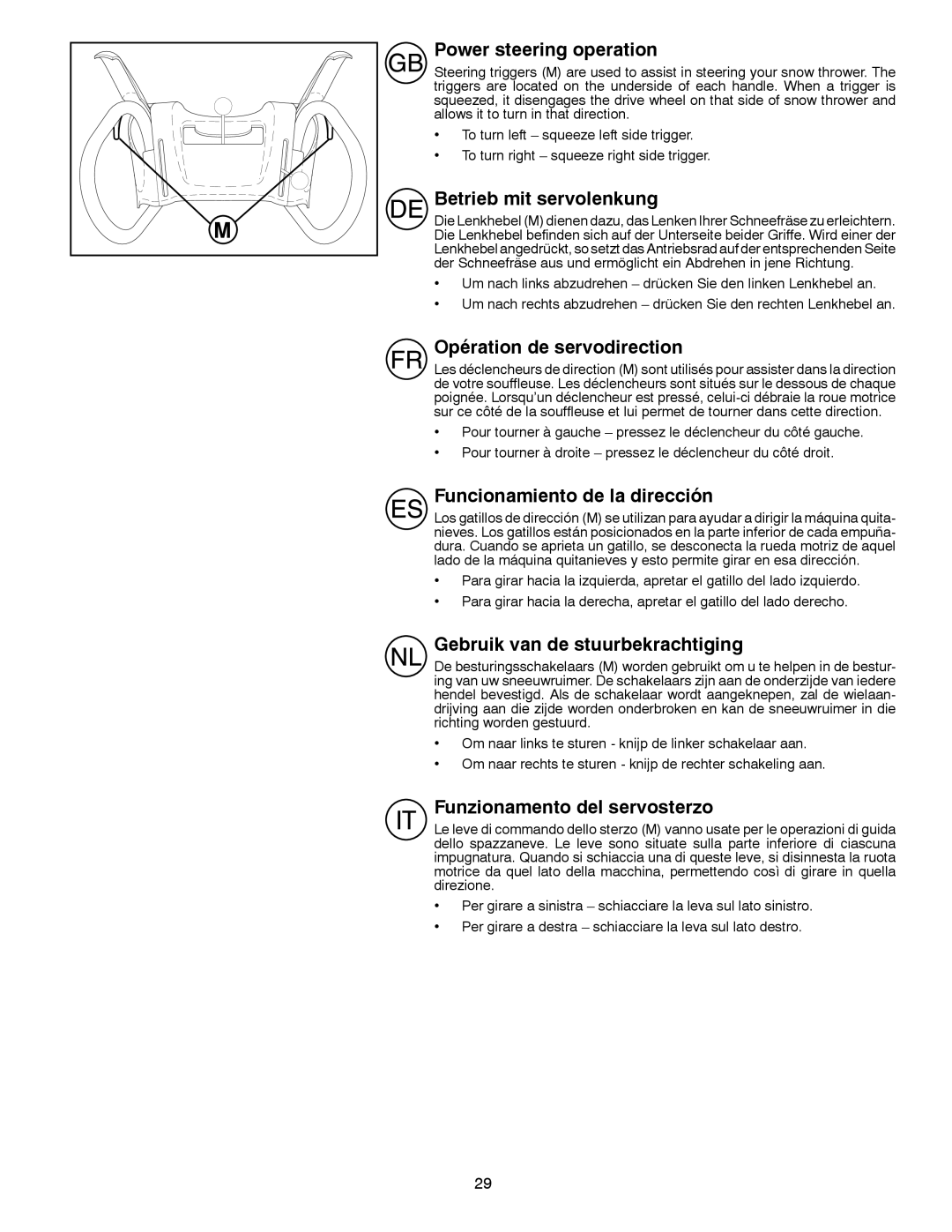 Husqvarna ST 276EP instruction manual Power steering operation, Betrieb mit servolenkung, Opération de servodirection 