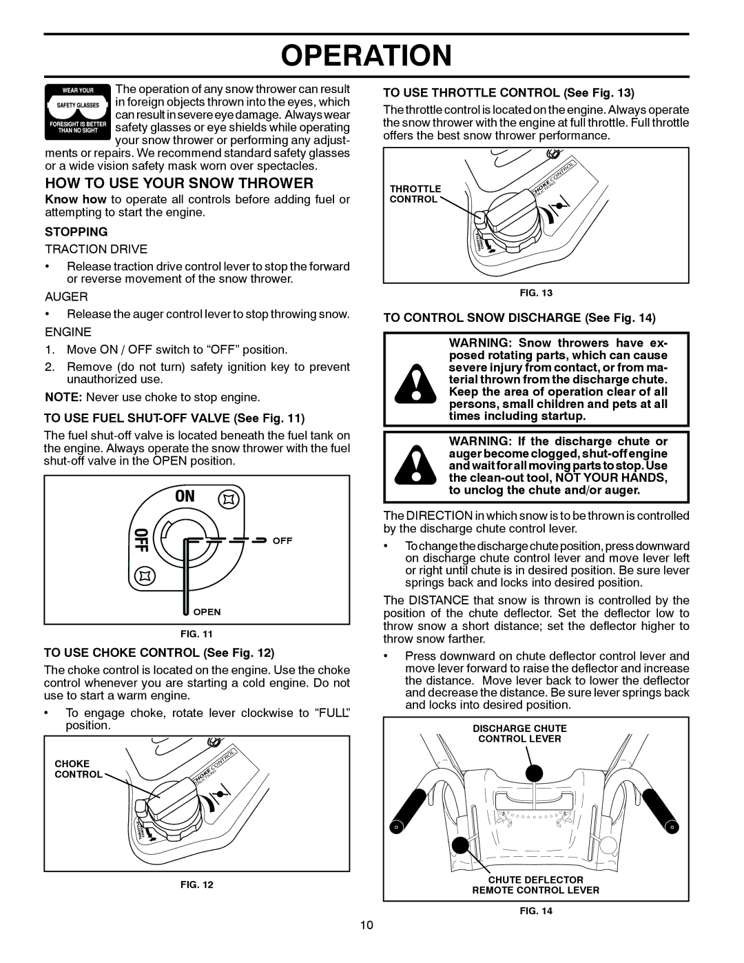 Husqvarna ST 324P warranty HOW to USE Your Snow Thrower, Stopping 