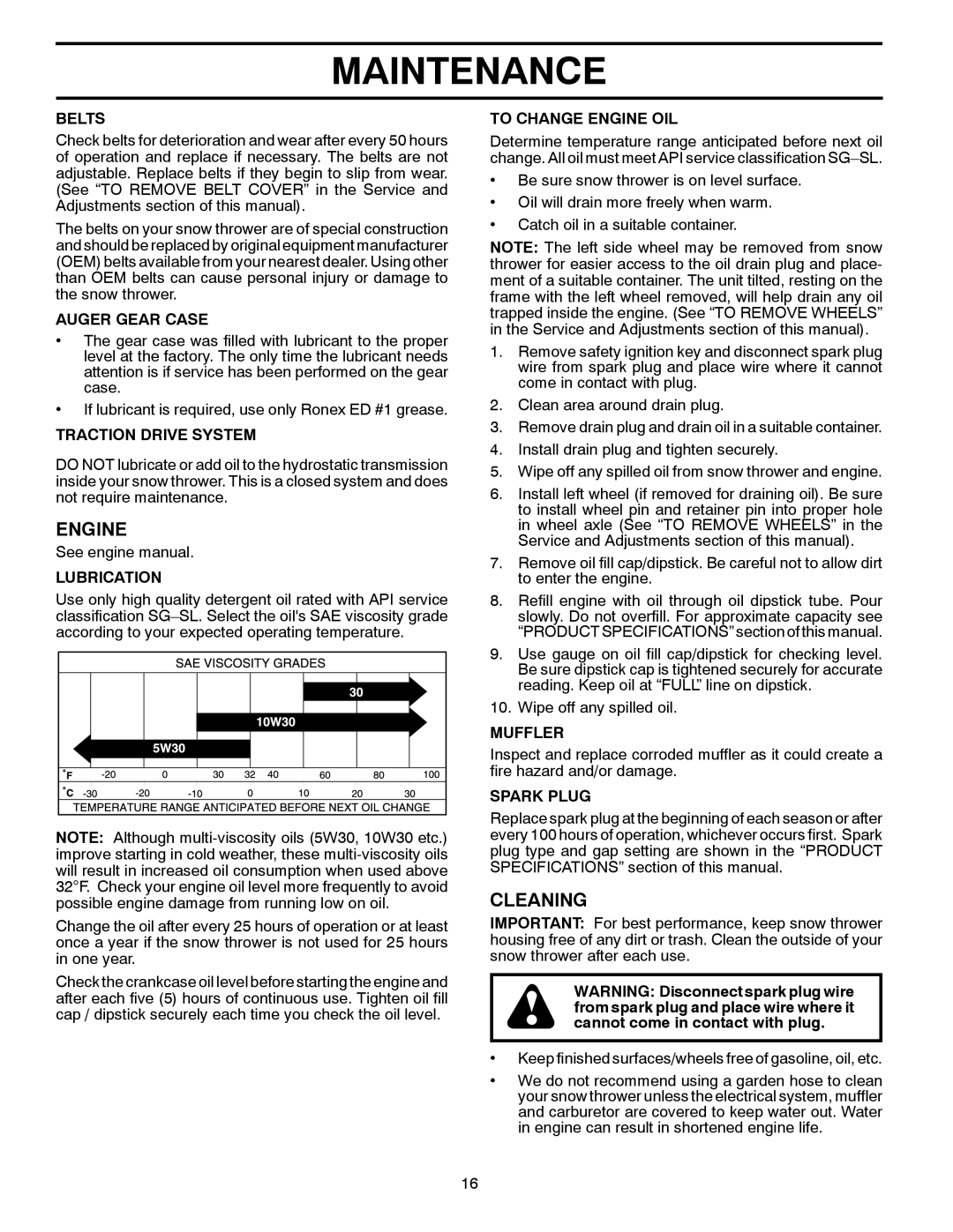 Husqvarna ST 324P warranty Engine, Cleaning 