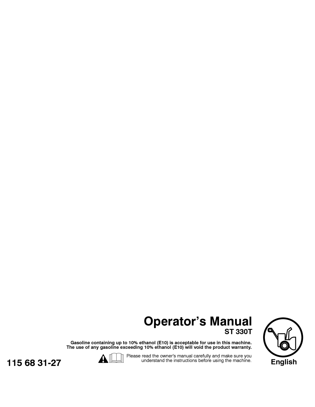 Husqvarna ST 330T warranty Operator’s Manual 