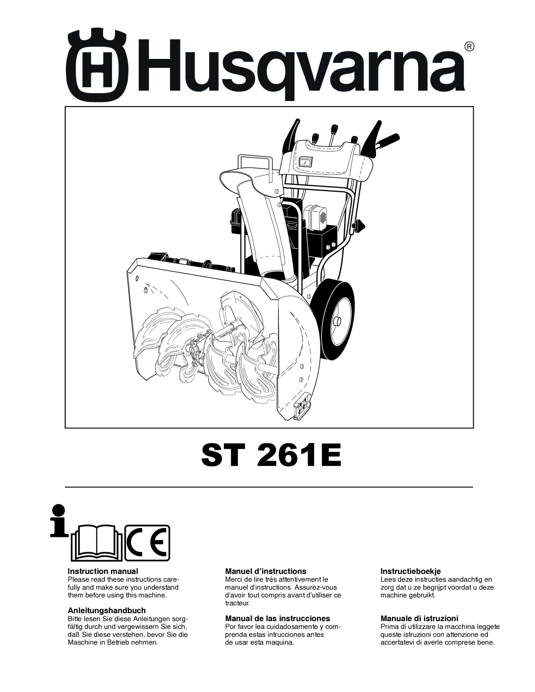 Husqvarna ST261E instruction manual ST 261E 