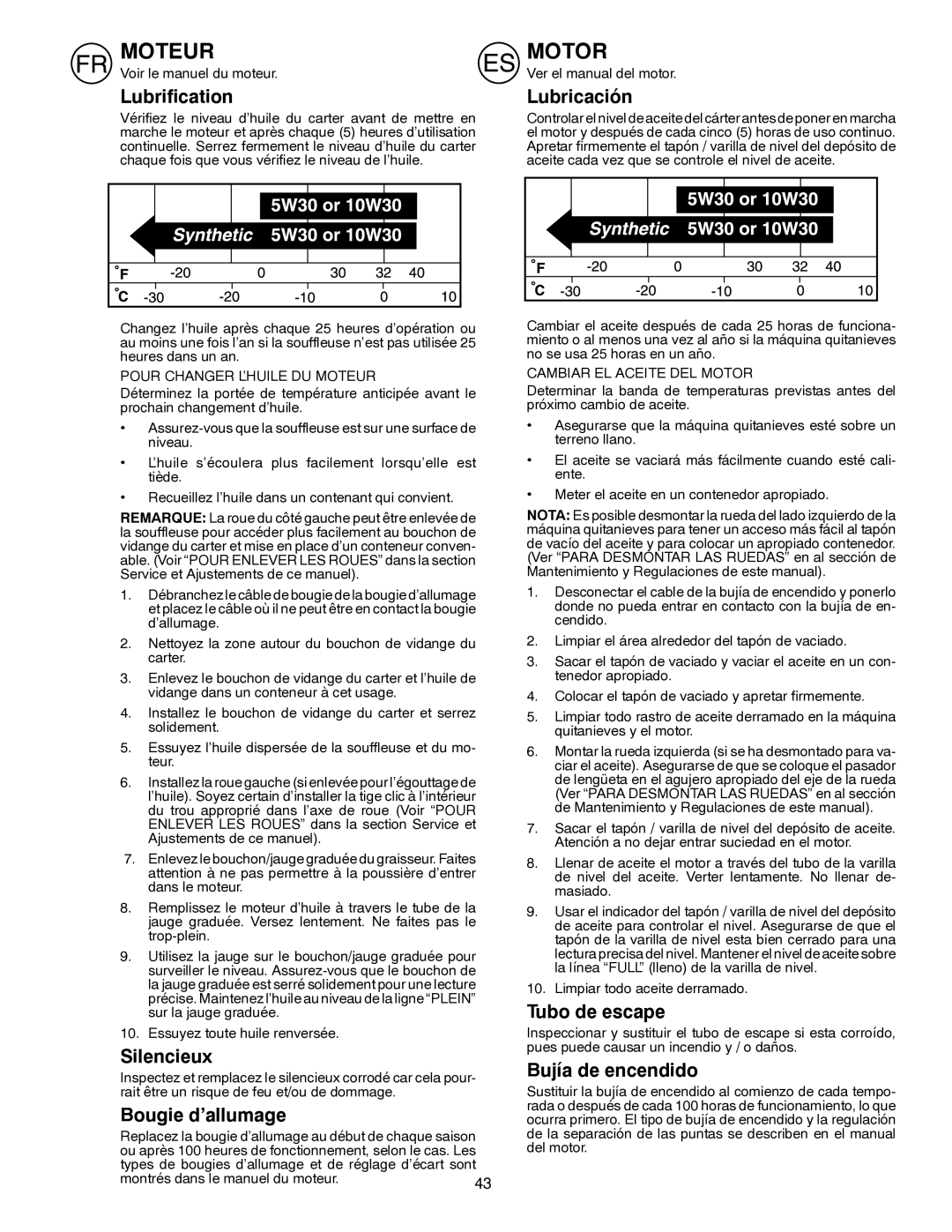 Husqvarna ST261E instruction manual Moteur 