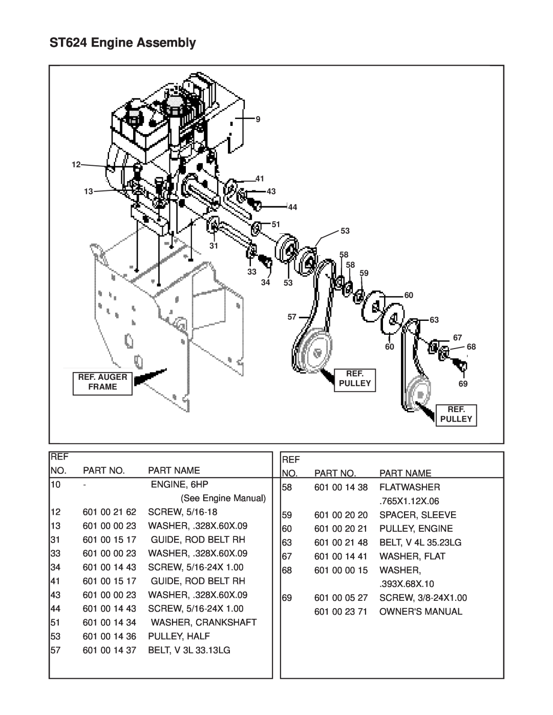 Husqvarna ST624E manual ST624 Engine Assembly 