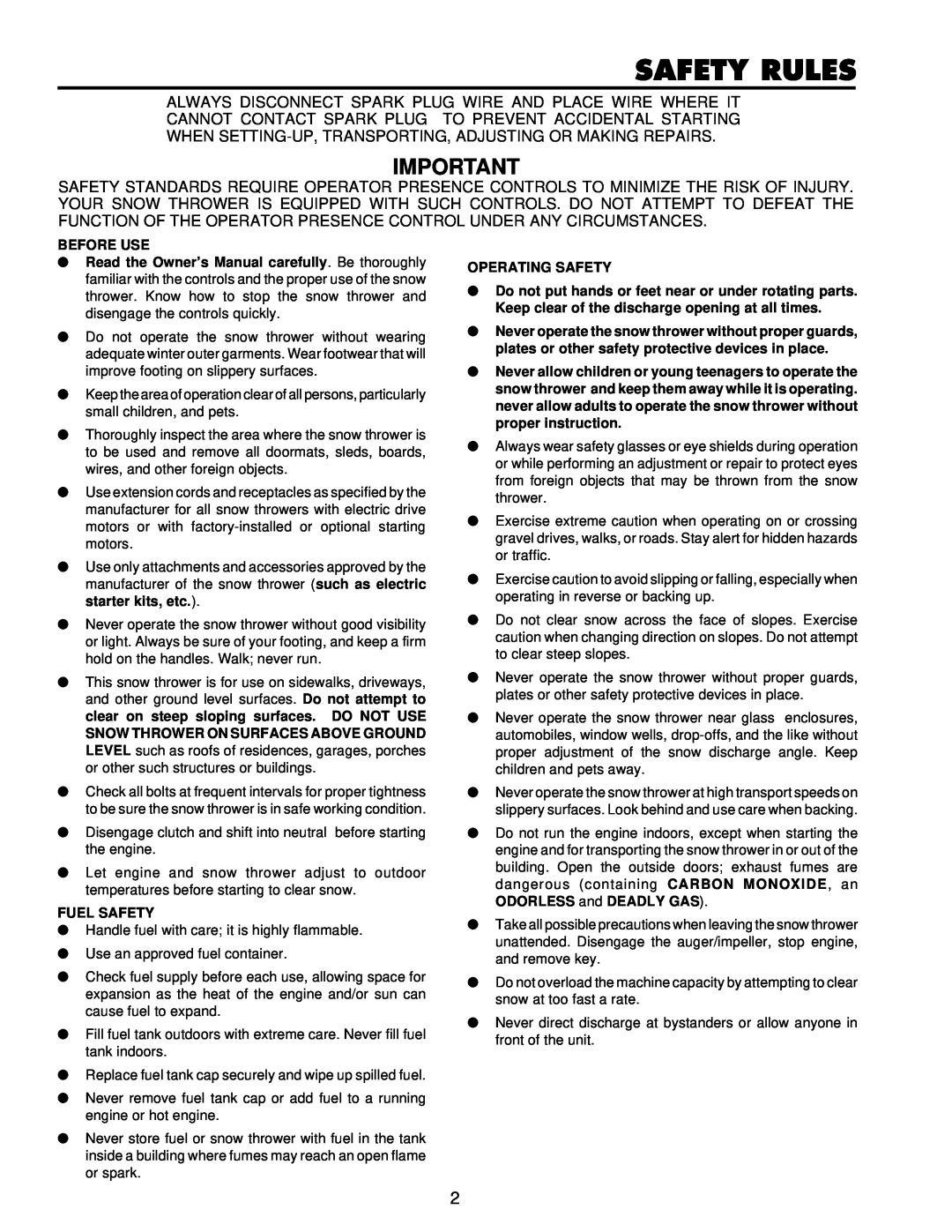 Husqvarna ST724 owner manual Safety Rules 