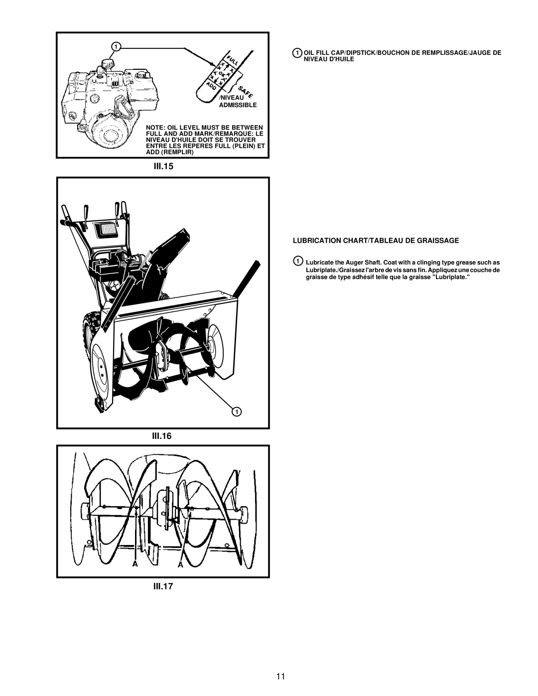 Husqvarna ST724 owner manual III.15, III.17 