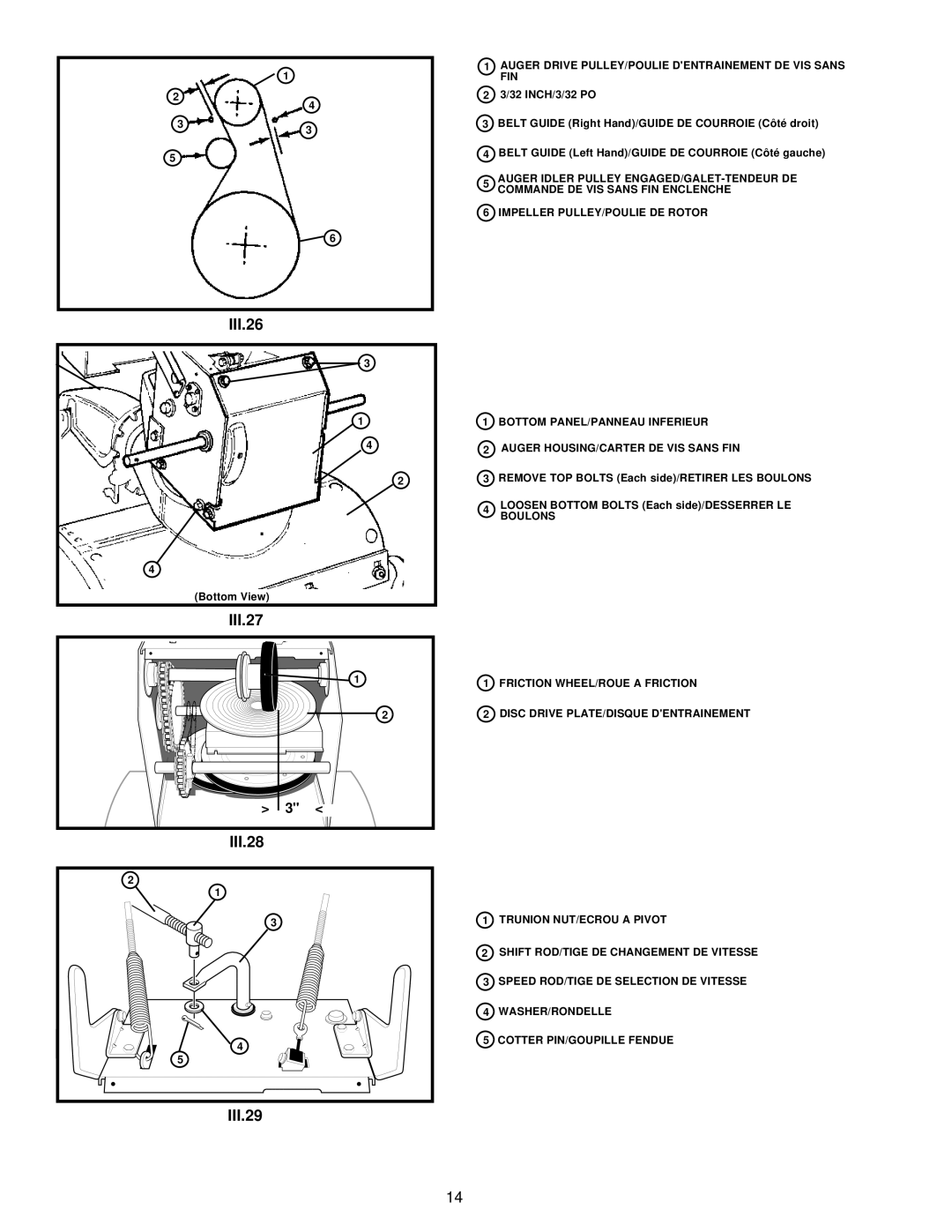 Husqvarna ST724 owner manual III.26, III.27 III.28 III.29 