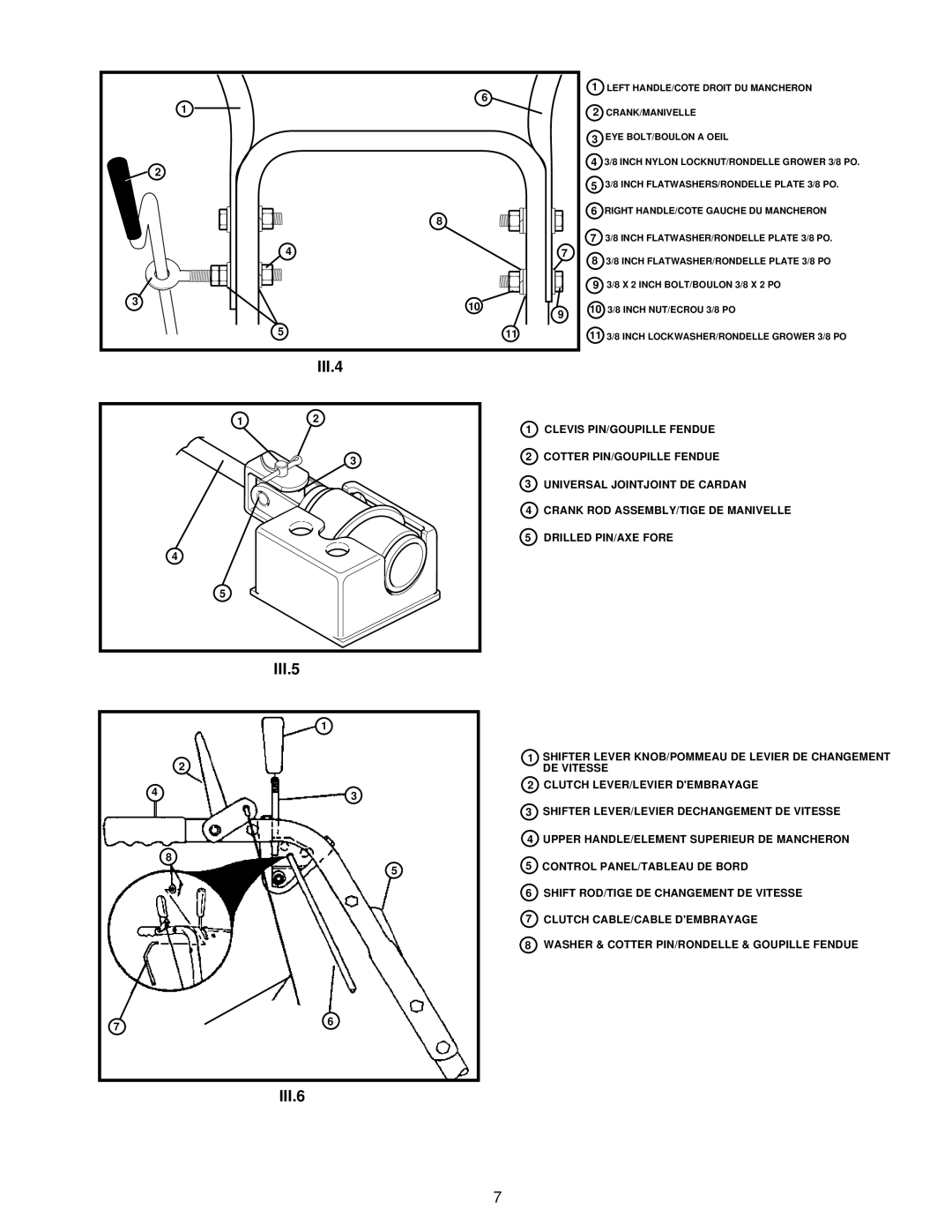 Husqvarna ST724 owner manual III.4, III.5, III.6 