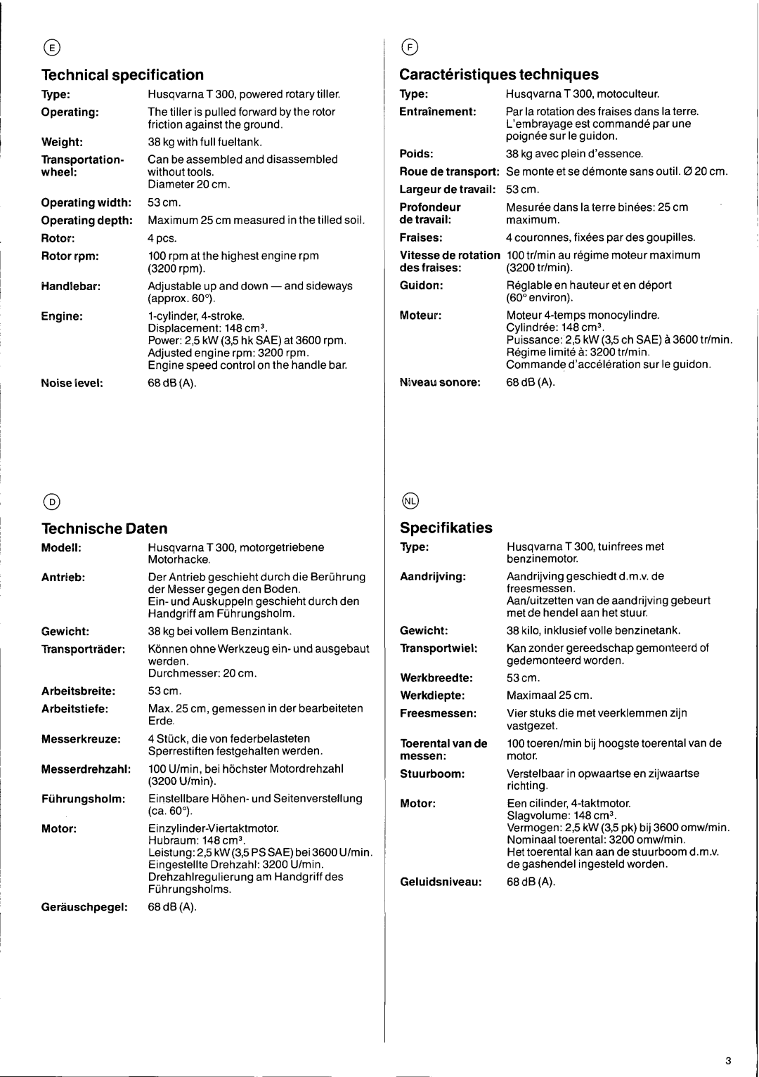 Husqvarna T300 manual 