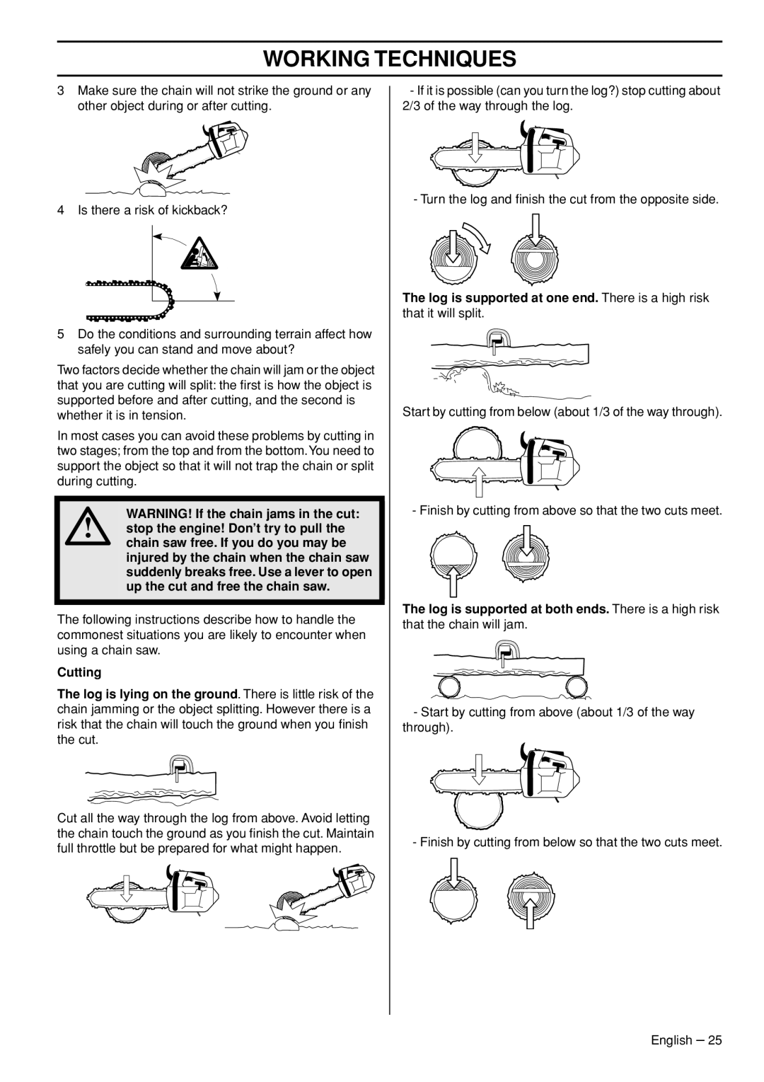 Husqvarna T435 manual Working Techniques 