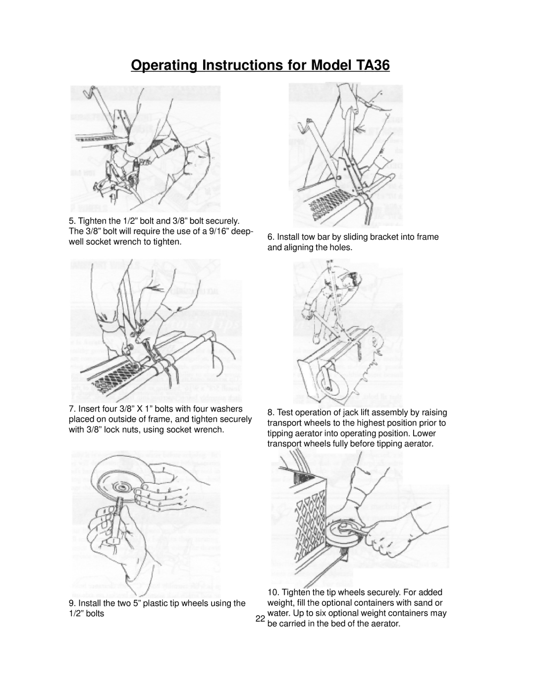 Husqvarna AR25, AR19 manual Operating Instructions for Model TA36 