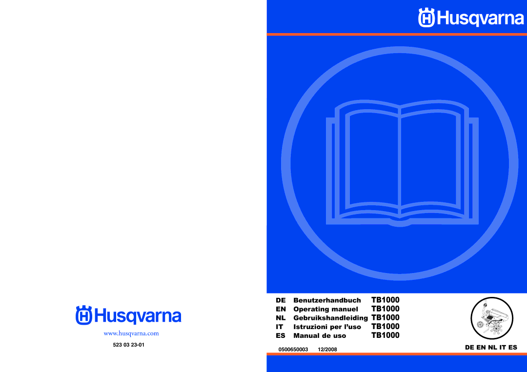 Husqvarna TB1000 manual 523 03 0500650003 12/2008 