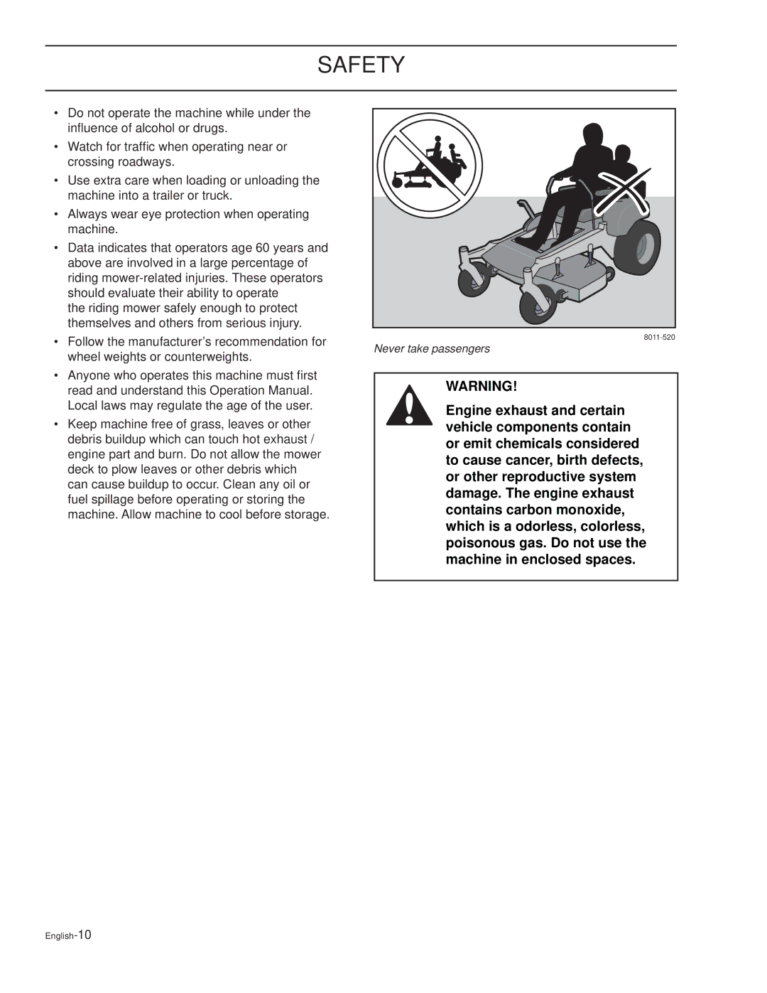 Husqvarna TRD52i, TRD61L, TRD48i, CD61B, CD61L, CD52i, CD52L, CD48i manual Never take passengers 