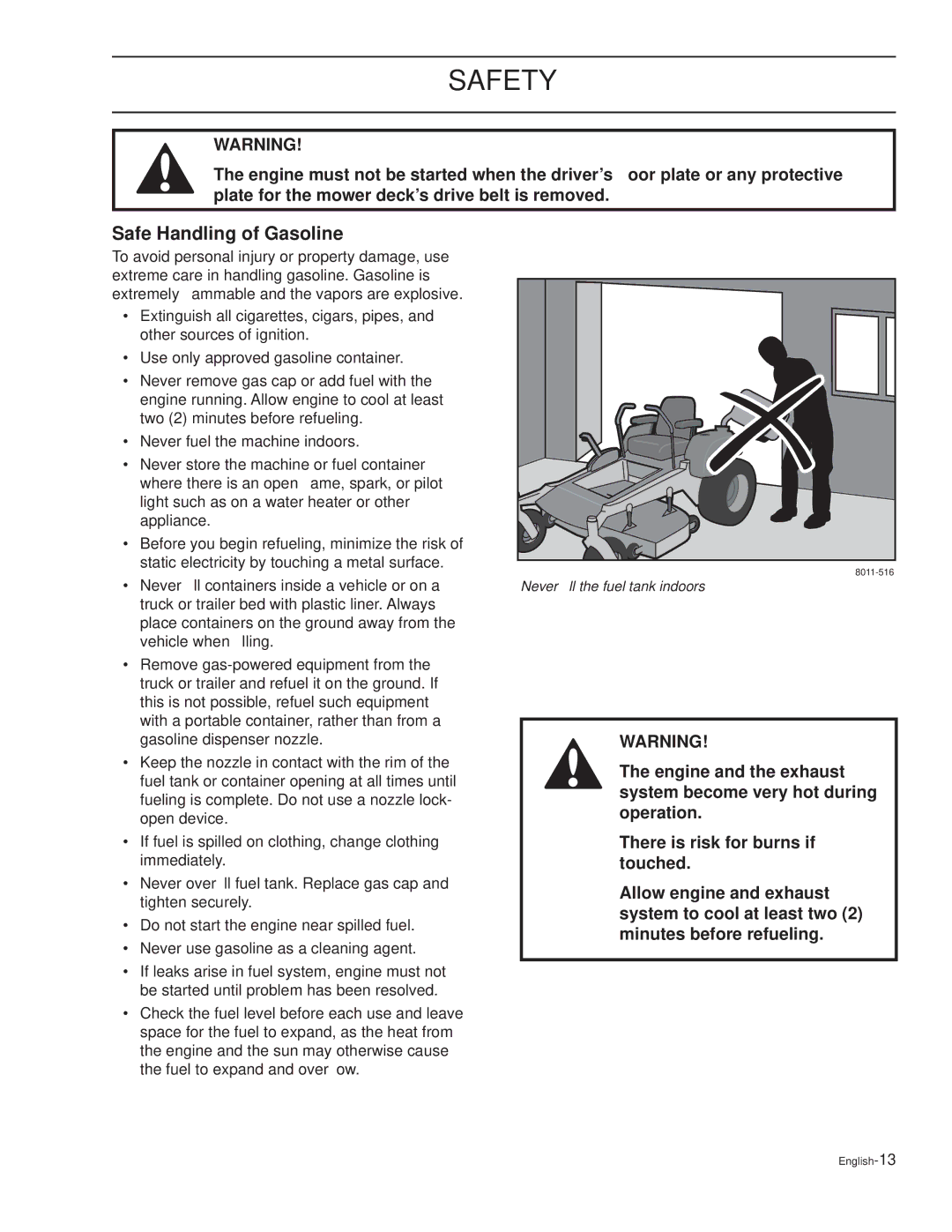 Husqvarna CD52i, TRD61L, TRD48i, TRD52i, CD61B, CD61L, CD52L, CD48i manual Safe Handling of Gasoline 