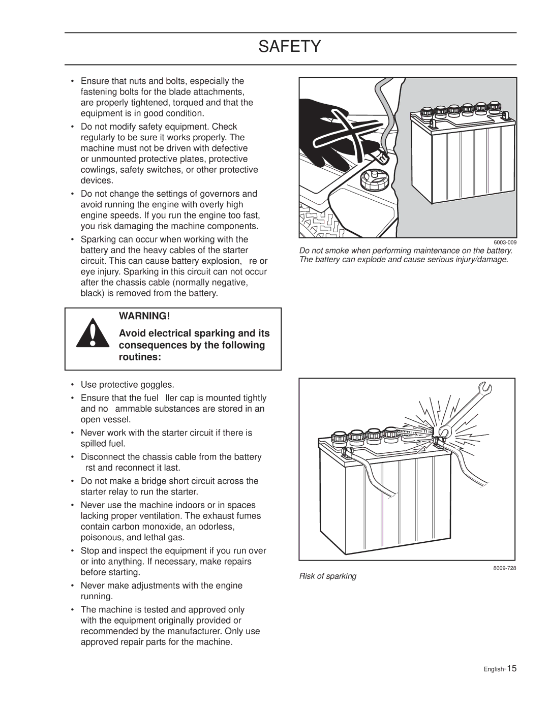 Husqvarna CD48i, TRD61L, TRD48i, TRD52i, CD61B, CD61L, CD52i, CD52L manual Risk of sparking 