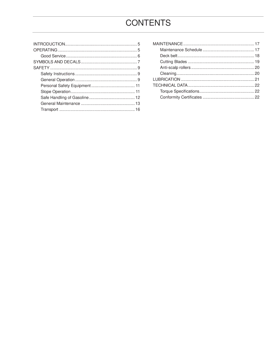 Husqvarna CD61B, TRD61L, TRD48i, TRD52i, CD61L, CD52i, CD52L, CD48i manual Contents 