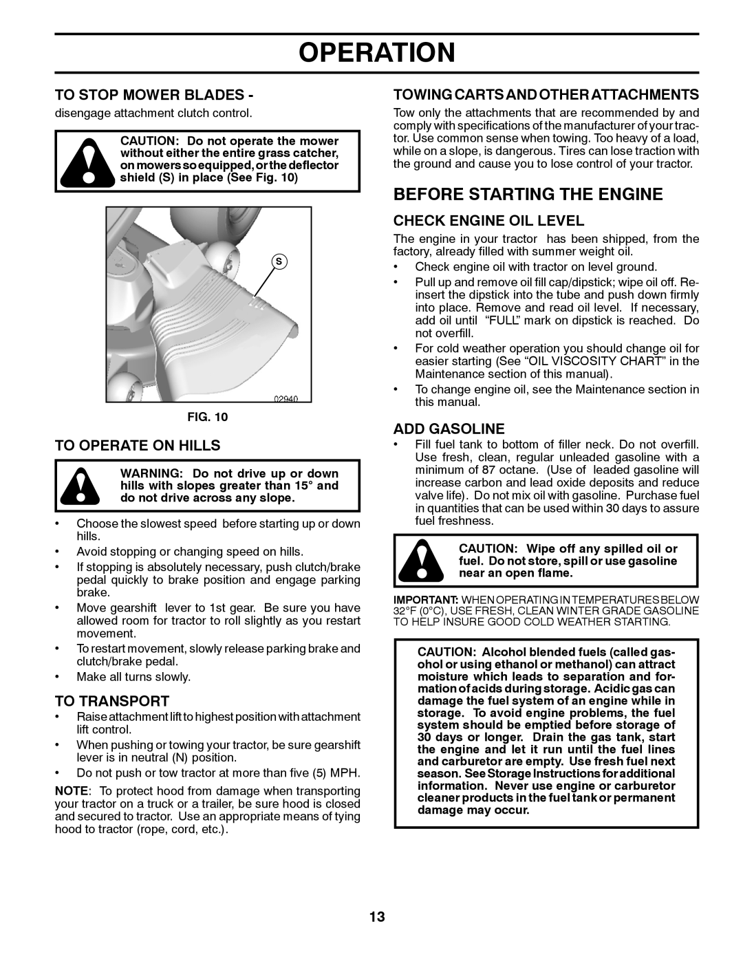 Husqvarna TS300-E3 manual Before Starting the Engine 