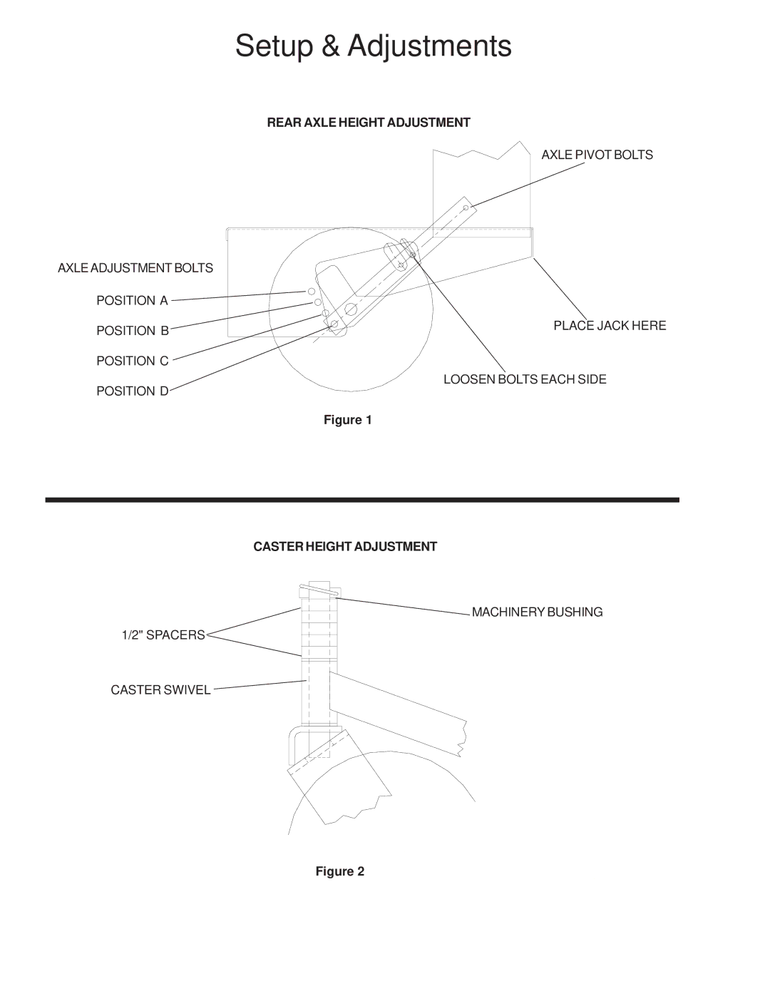 Husqvarna W3613, W3213, W4815, WG4815P manual Rear Axle Height Adjustment, Caster Height Adjustment 