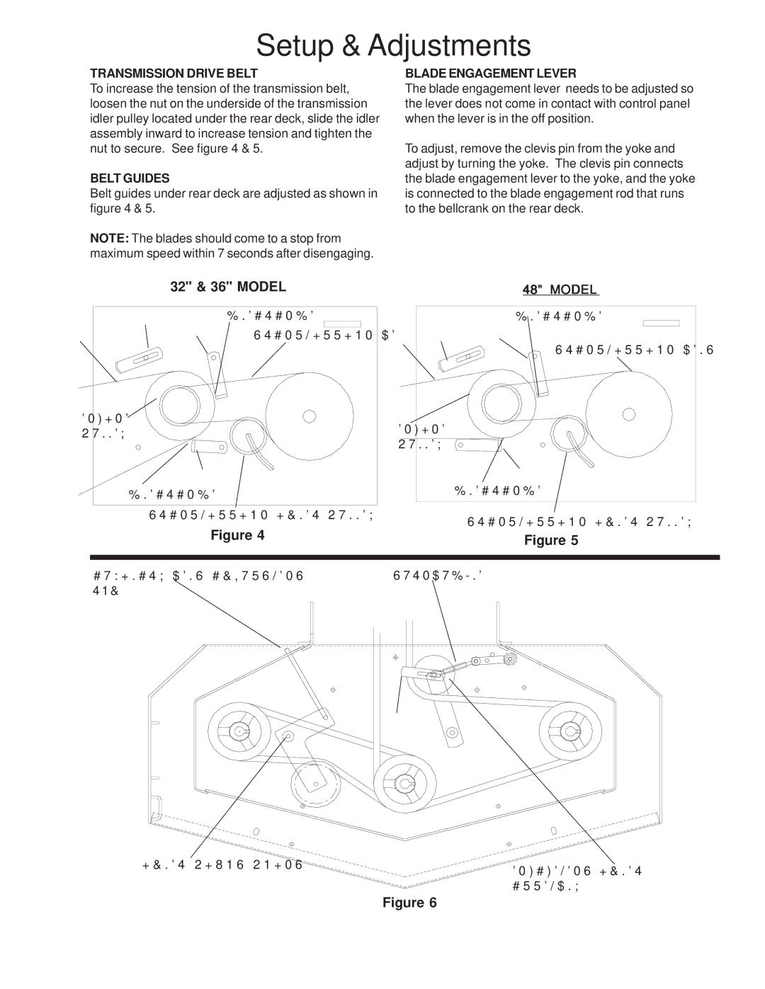 Husqvarna WG4815P, W3213, W4815 manual Transmission Drive Belt, Belt Guides, Blade Engagement Lever, Model 