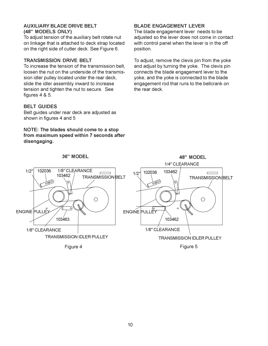 Husqvarna W3613ETS, W4815ETS manual Auxiliary Blade Drive Belt 48 Models only, Transmission Drive Belt, Belt Guides 