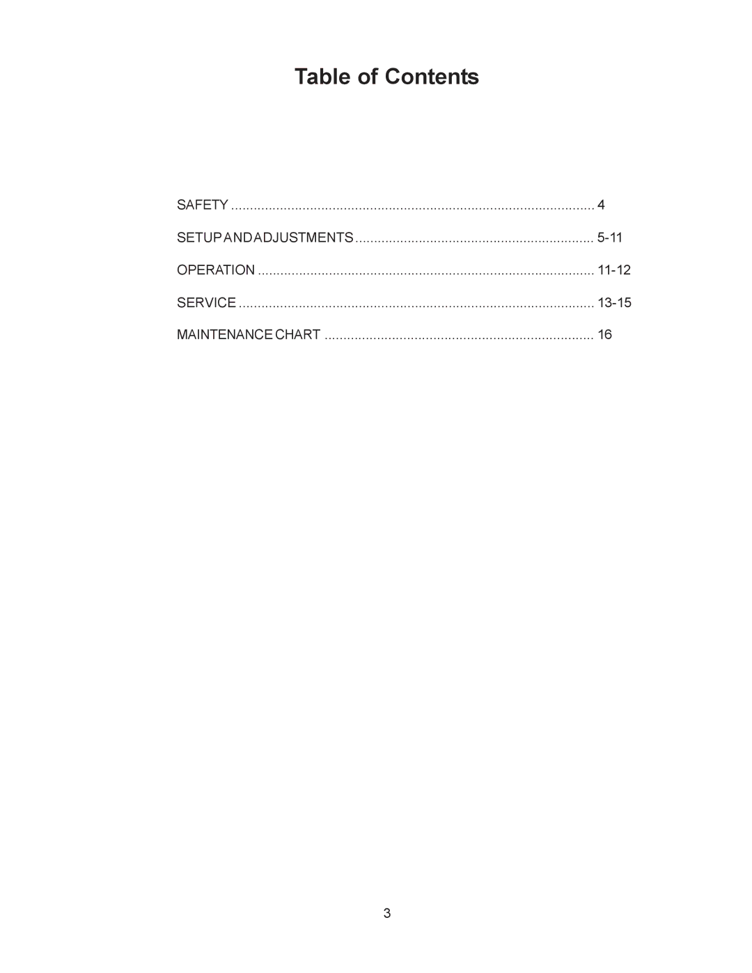 Husqvarna W3613ETS, W4815ETS manual Table of Contents 