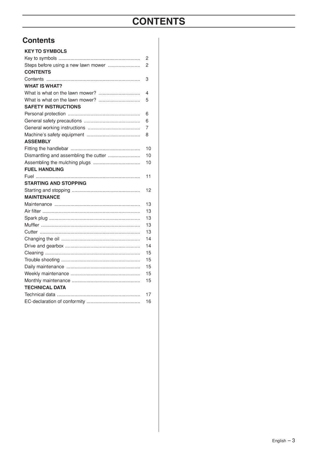 Husqvarna WB53S e, WB48S e manuel dutilisation Contents 