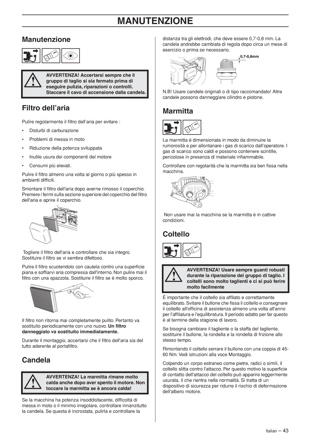 Husqvarna WB53S e, WB48S e manuel dutilisation Manutenzione 