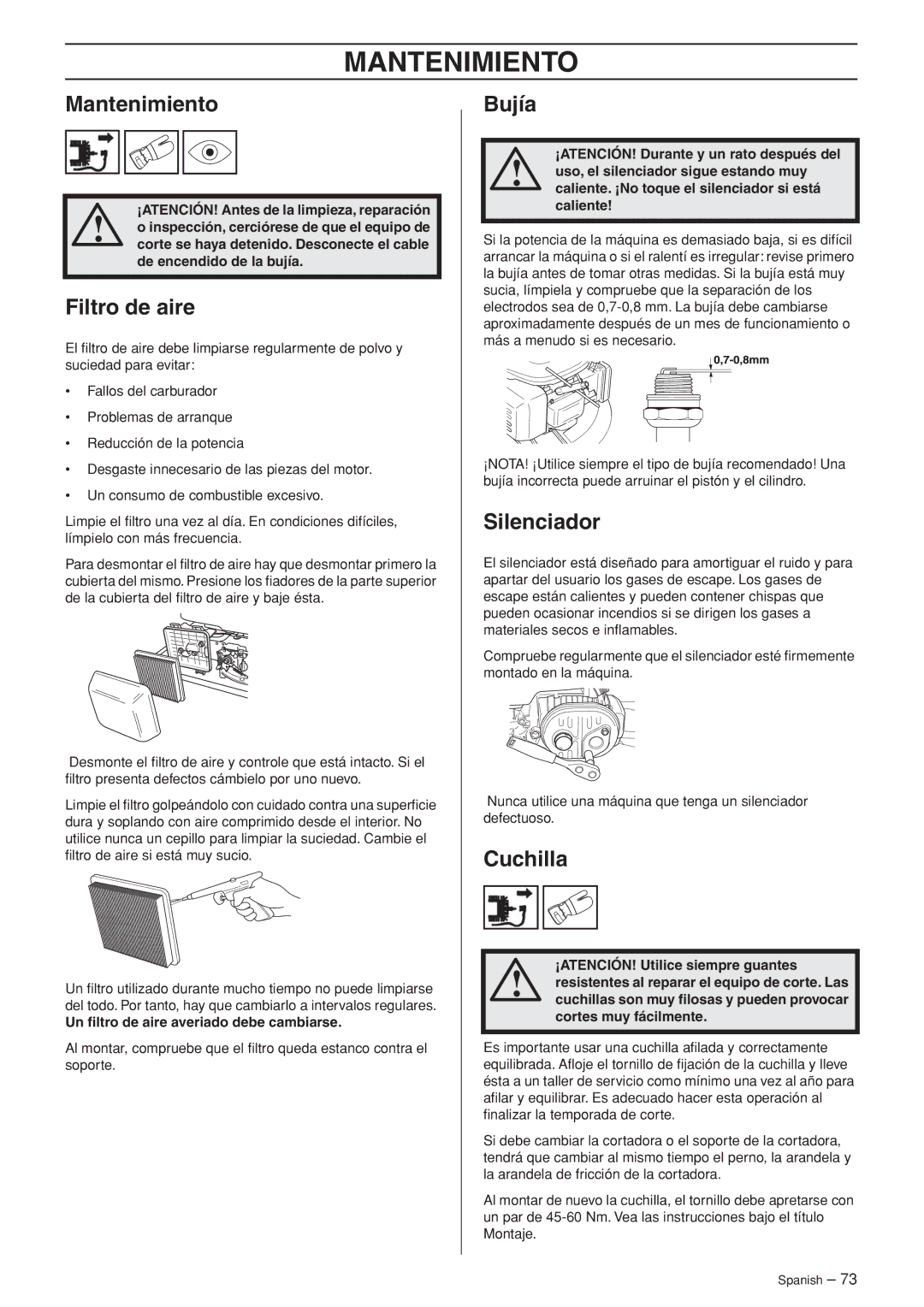 Husqvarna WB53S e, WB48S e manuel dutilisation Mantenimiento 