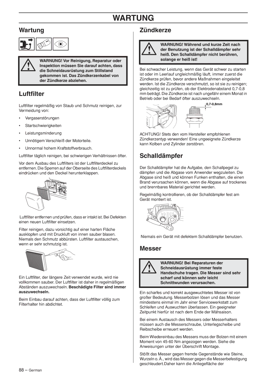 Husqvarna WB53S e, WB48S e manuel dutilisation Wartung 