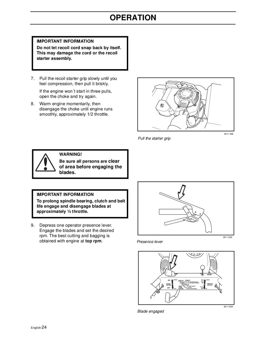 Husqvarna WG3213P/968999114, WG3613P/968999116, WG4815P/968999278 manual Pull the starter grip 