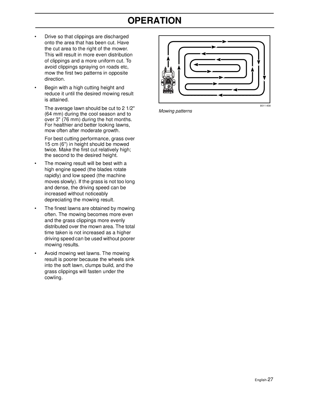 Husqvarna WG4815E, WG3613E manual Mowing patterns 