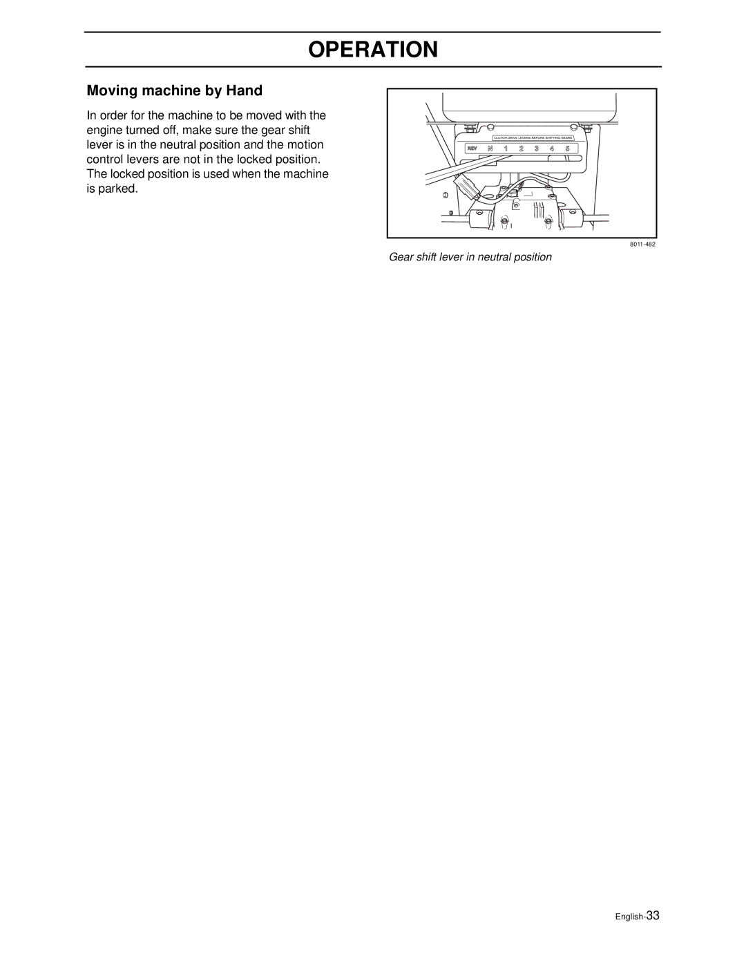 Husqvarna WG4815E, WG3613E manual Moving machine by Hand 