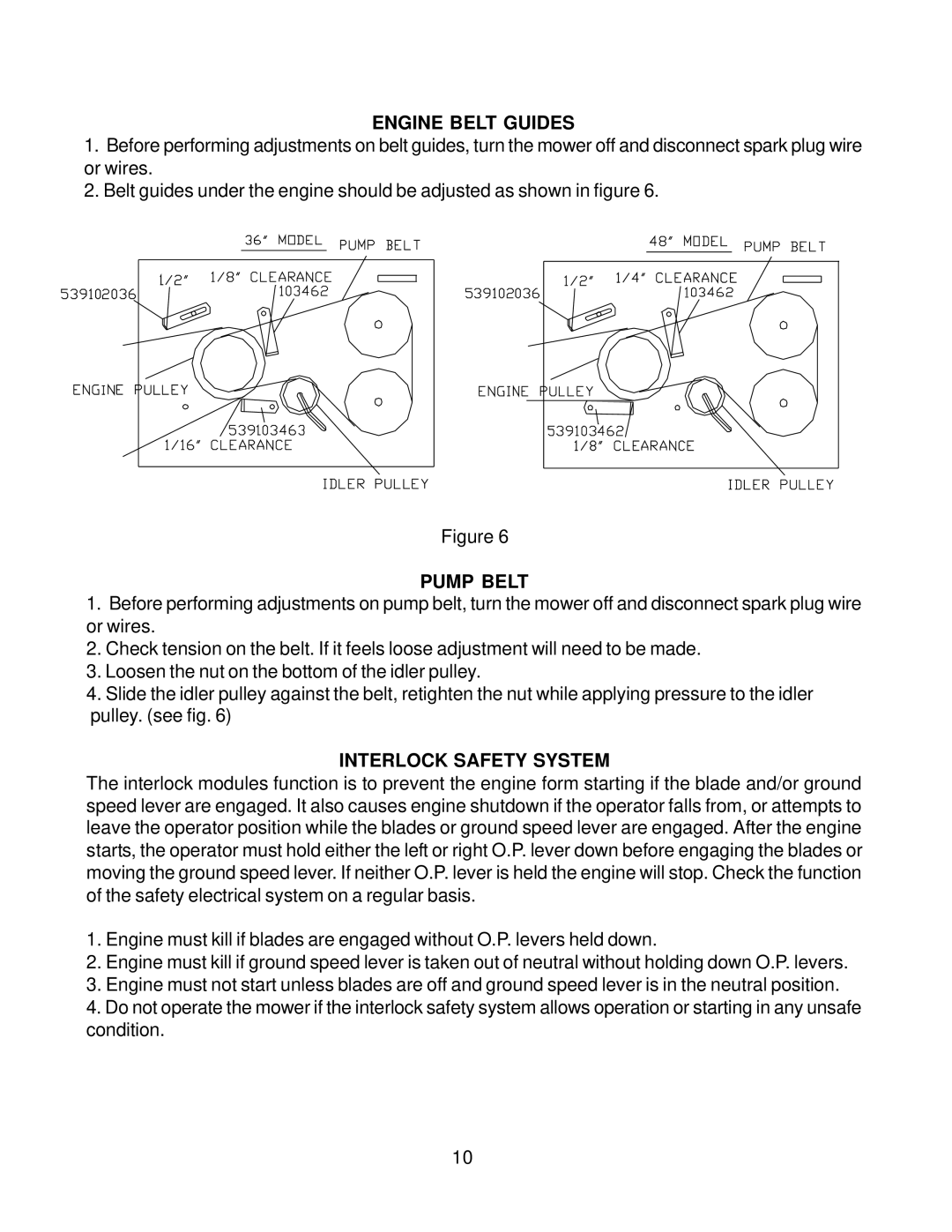 Husqvarna WH3615A, WH3614A, WH4817A manual Engine Belt Guides, Pump Belt, Interlock Safety System 