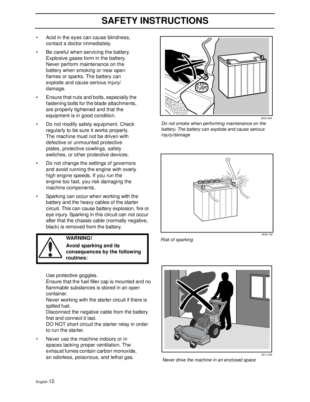 Husqvarna WH4817EFQ2, WH5219EFQ manual Risk of sparking 