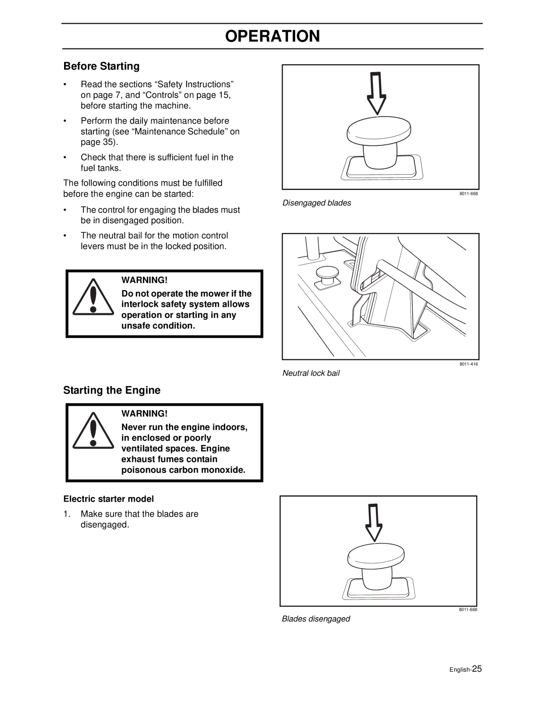 Husqvarna WH4817EFQ2, WH5219EFQ manual Before Starting, Starting the Engine 