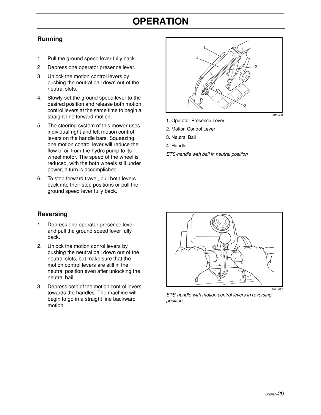 Husqvarna WH4817EFQ2, WH5219EFQ manual Running, Reversing 