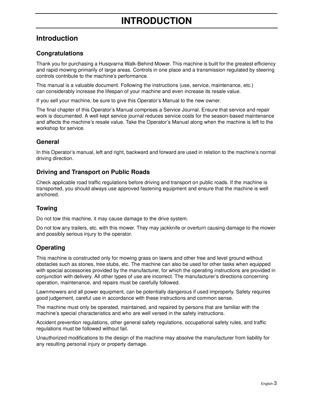 Husqvarna WH4817EFQ2, WH5219EFQ manual Introduction 