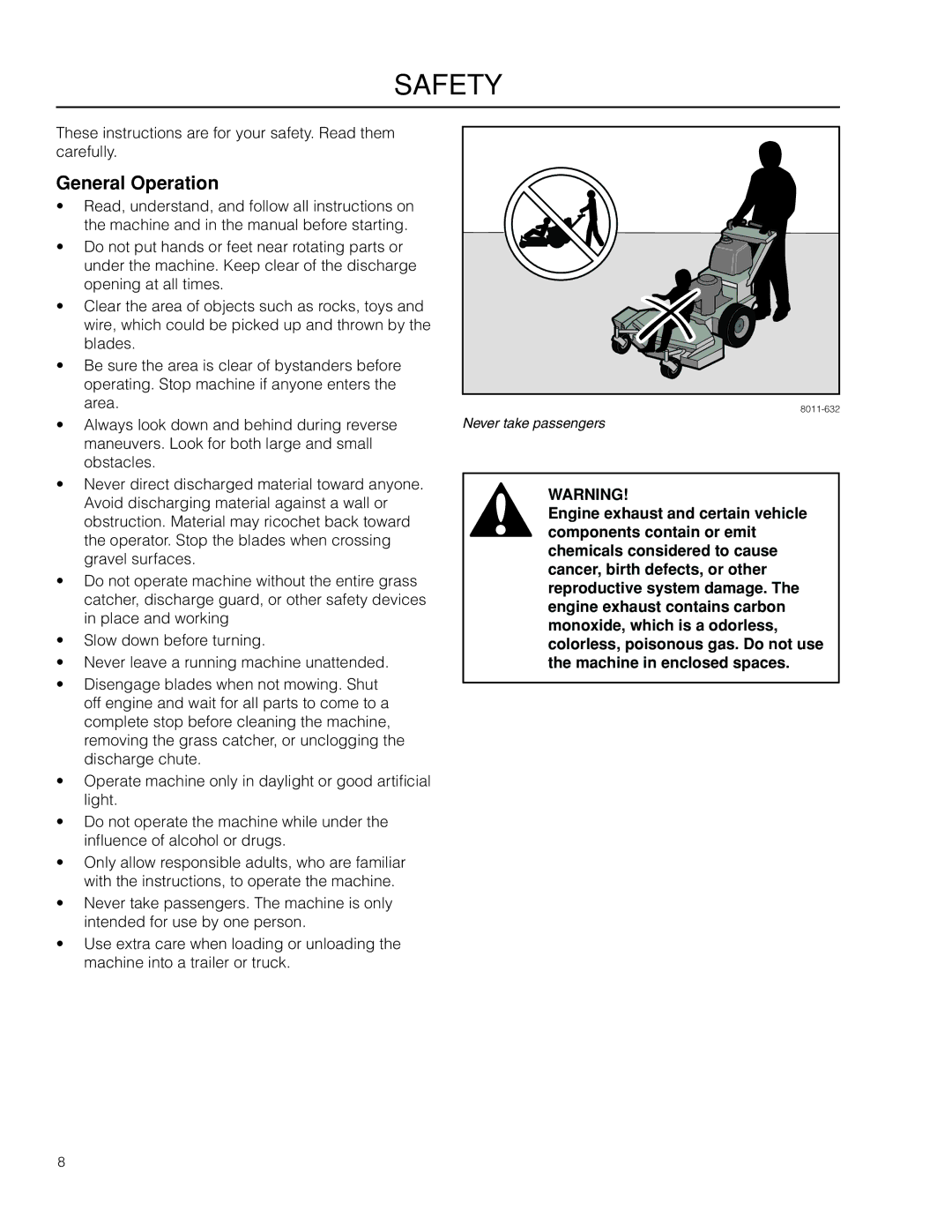 Husqvarna WH3616 / 966638601, WH5218 / 966638603, WH4818 / 966638602 manual Safety, General Operation 